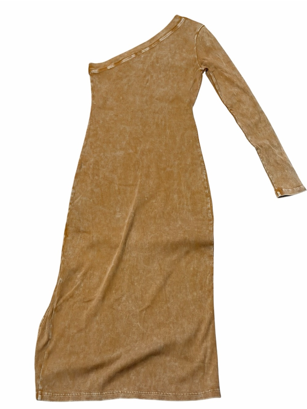 Young Fabulous & Broke Small Tan Gunner One Sleeve Midi Side Slit Dress B3 - Picture 2 of 4